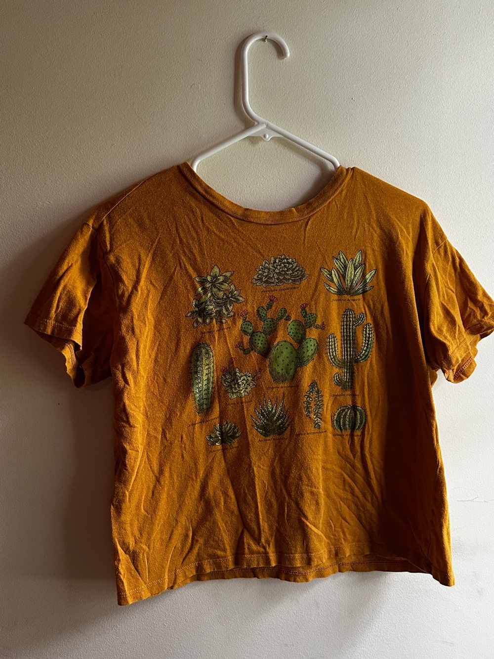 Fifth Sun Mustard Orange Cactus & Succulent Graphic Cropped Tee
